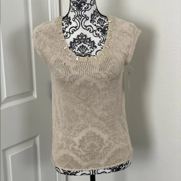 Muse Tops - 2 FOR $20 MUSE 100% LINEN TANK TOP BLOUSE KNITTED SHELLSFLAX 6